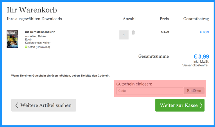 Wie ist ein ebook.de Gutscheincode einzulösen