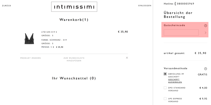 wie ist ein intimissimi Gutscheincode eingeloest werden