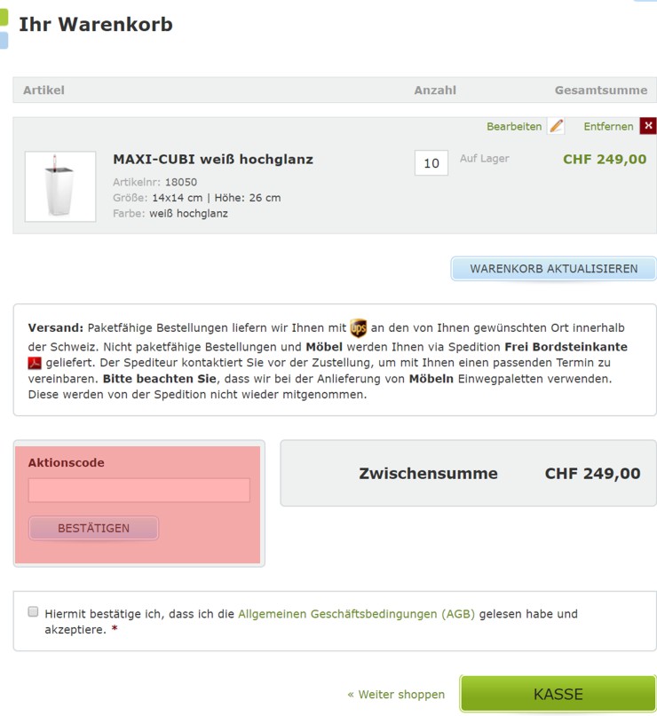 Wie wird ein Lechuza bei Gutscheincode eingelöst
