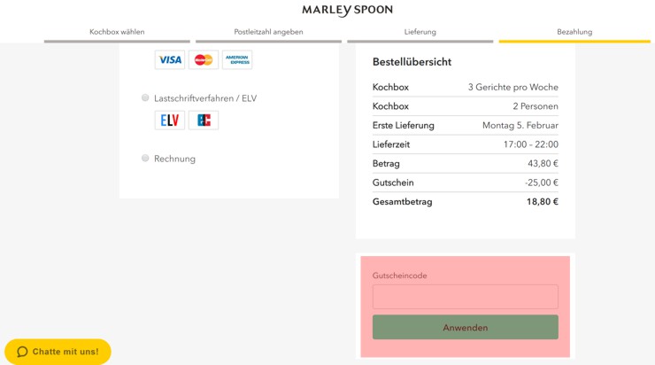 Wie ist ein Marley Spoon Gutscheincode einzulösen?