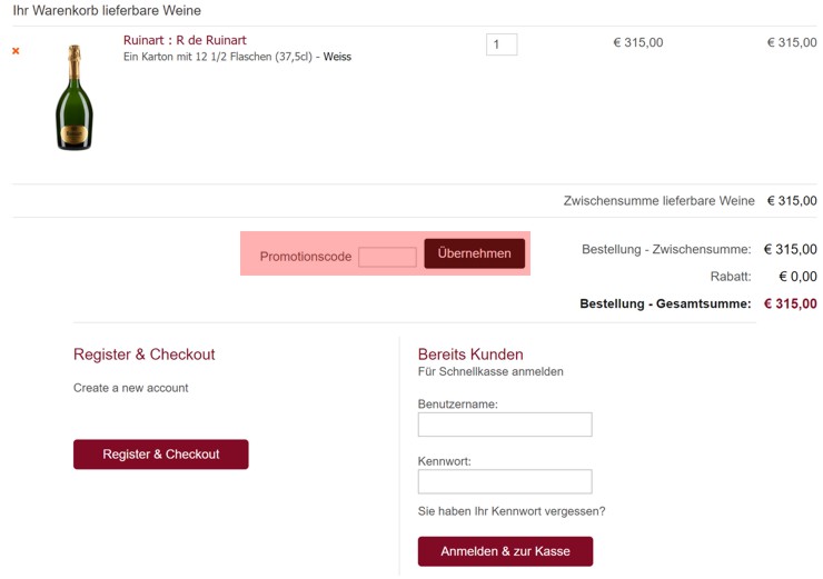 wie ist ein millesima Gutscheincode einzulösen