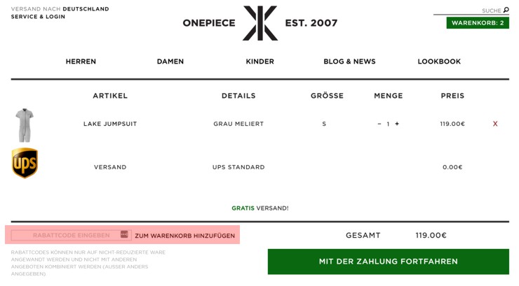 Wie wird ein onepiece bei Gutscheincode eingelöst