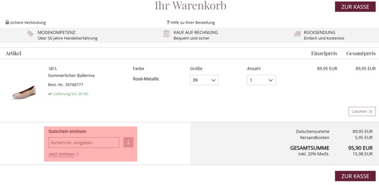 wie ist ein peter hahn Gutscheincode eingeloest werden