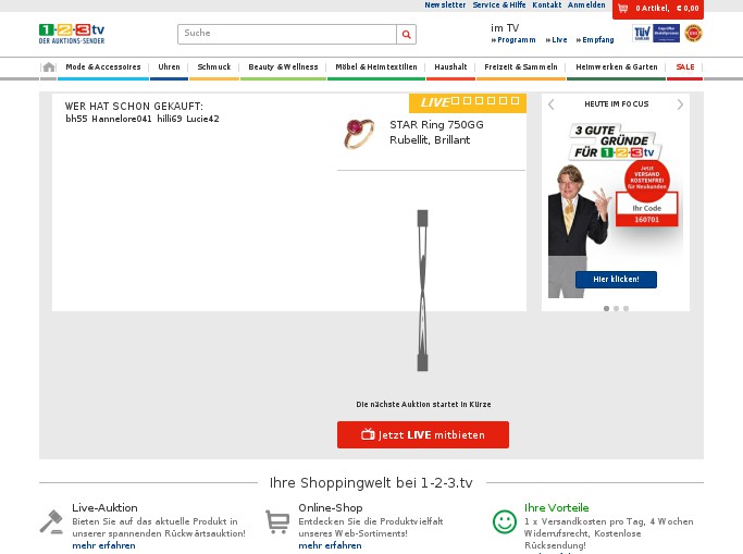 Screenshot des Shops