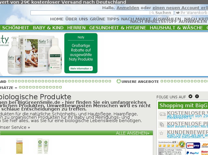 Screenshot des Shops