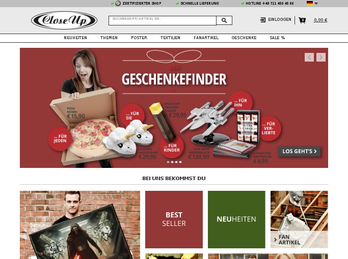 Screenshot des Shops