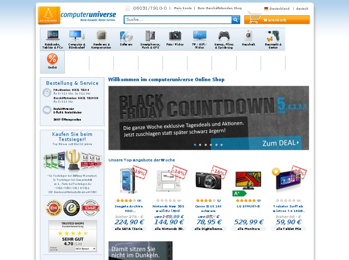 Screenshot des Shops