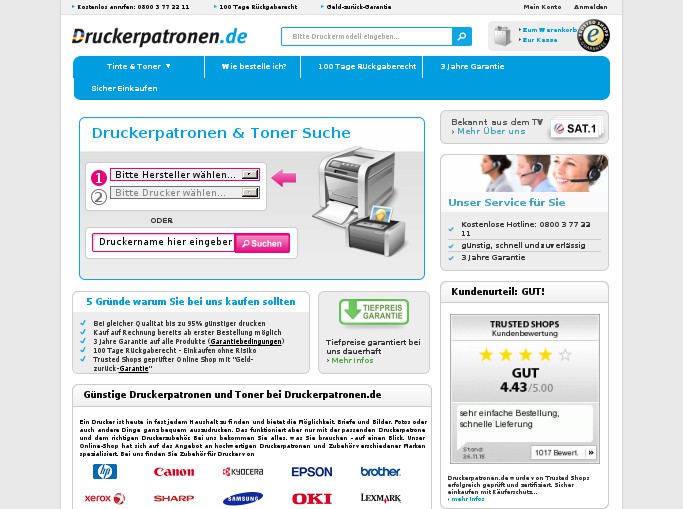 Screenshot des Shops