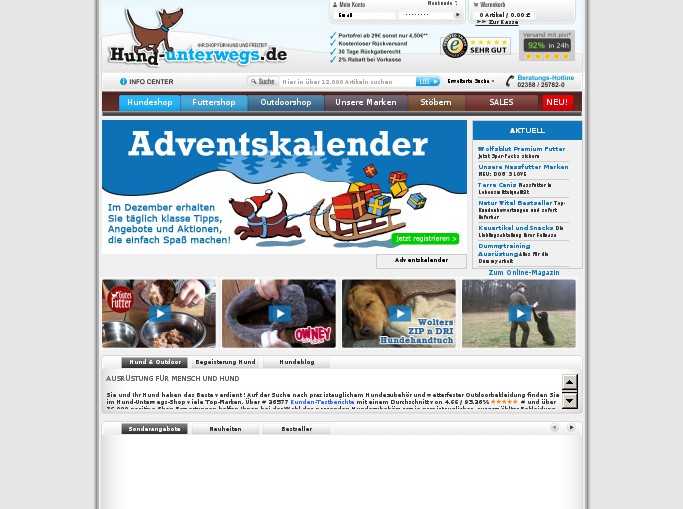 Screenshot des Shops