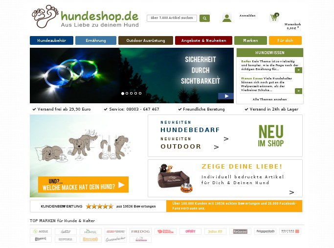 Screenshot des Shops