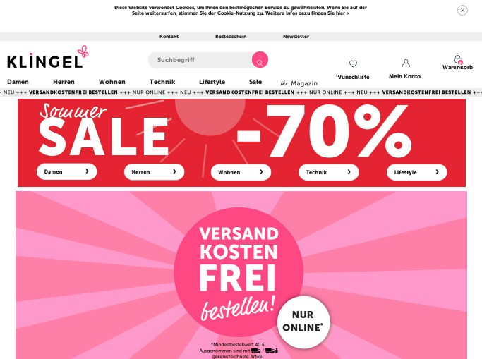 Screenshot des Shops