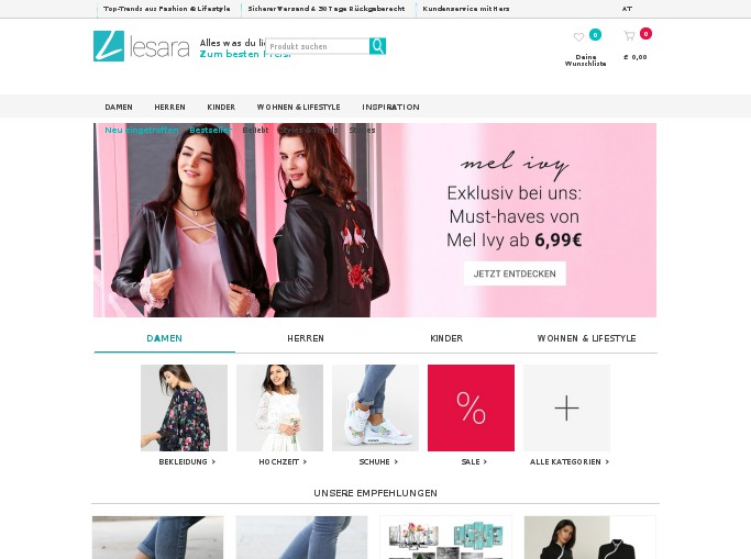 Screenshot des Shops