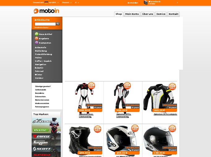 Screenshot des Shops