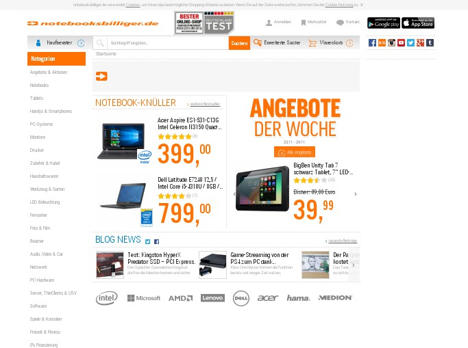 Screenshot des Shops
