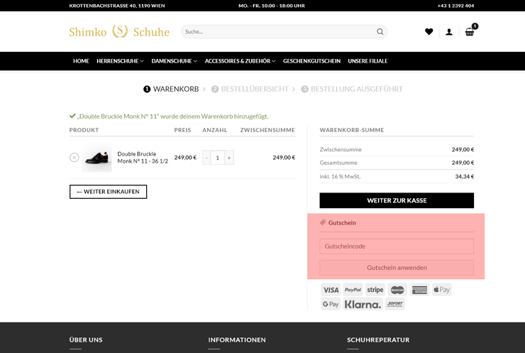 wie ist ein Shimko Schuhe  Gutscheincode einzulösen